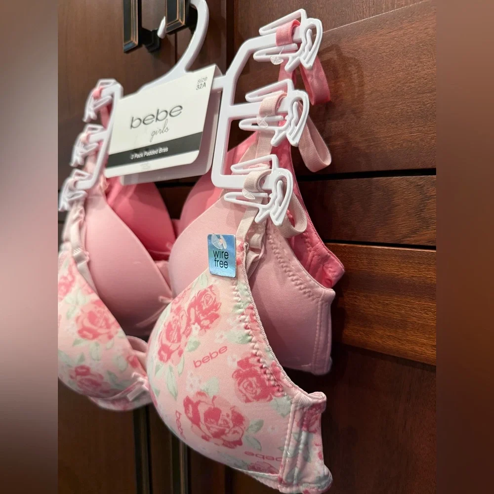 Bebe NWT Girls Sz 32A 3 Pack Pinks & Floral Slightly Padded Bras (I049) - Picture 2 of 9